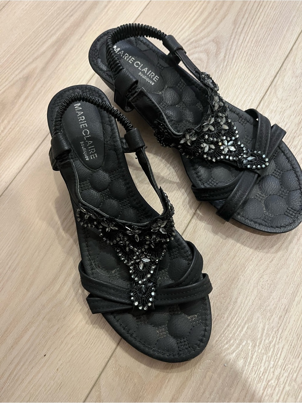 Black Embellished Women's Sandals